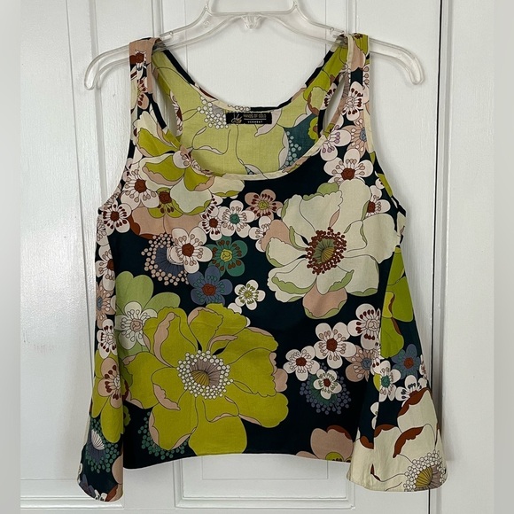 Handmade Hands of Gold Cottagecore Vintage Floral Print Sleeveless Top 60’s 70’s - Picture 1 of 11